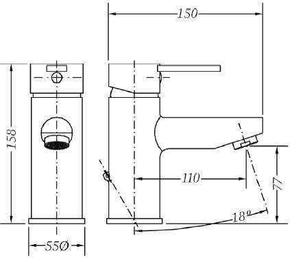 Смеситель для умывальника Genebre Tau-2 (65135294566)